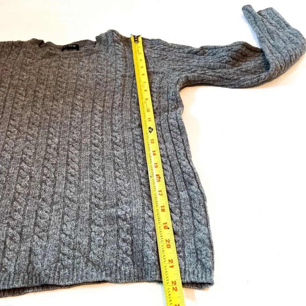 J. Crew Cable Knit Wool Blend Crew Neck Sweater in Gray Size Small